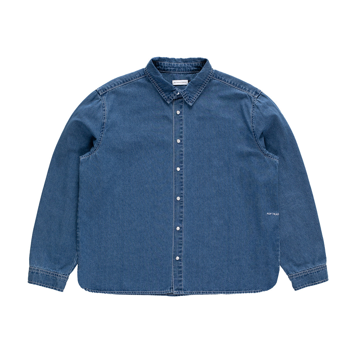 POP TRADING - CAMISA M/L APPLIQUE LOGO DENIM