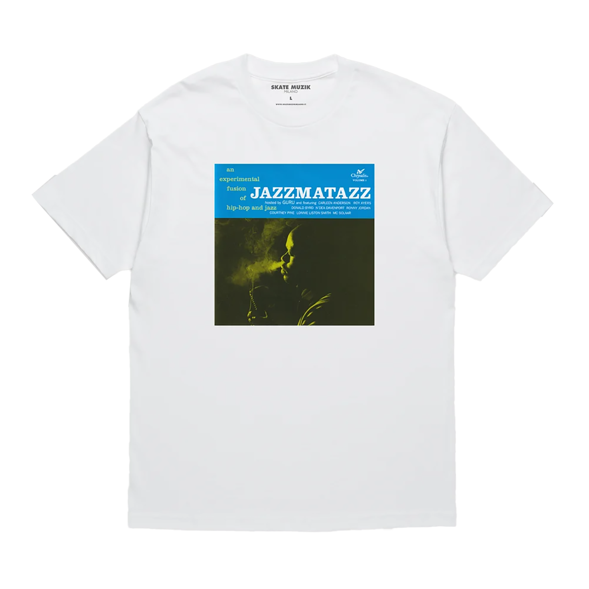 Skate Muzik | Camiseta Jazzmatazz Vol.1 - White | 12 Pulgadas BCN Skate Muzik | Camiseta Jazzmatazz Vol.1 - White | 12 Pulgadas BCN