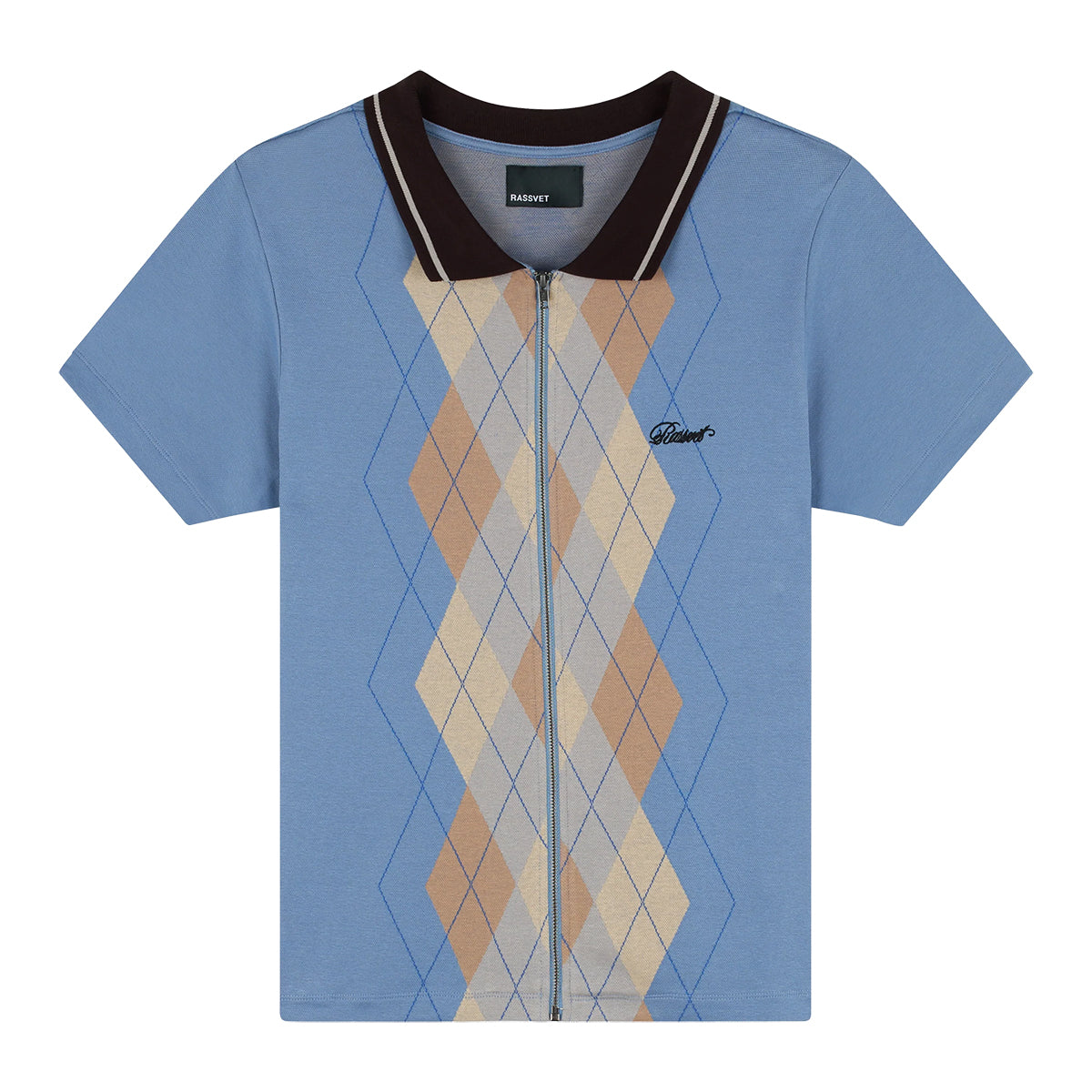 RASSVET - POLO M/C ARGYLE ZIP