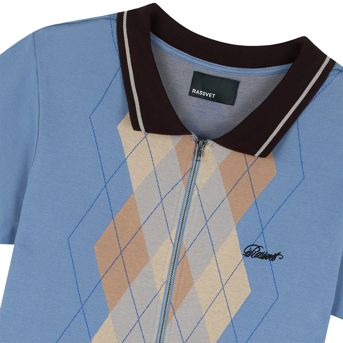 RASSVET - POLO M/C ARGYLE ZIP