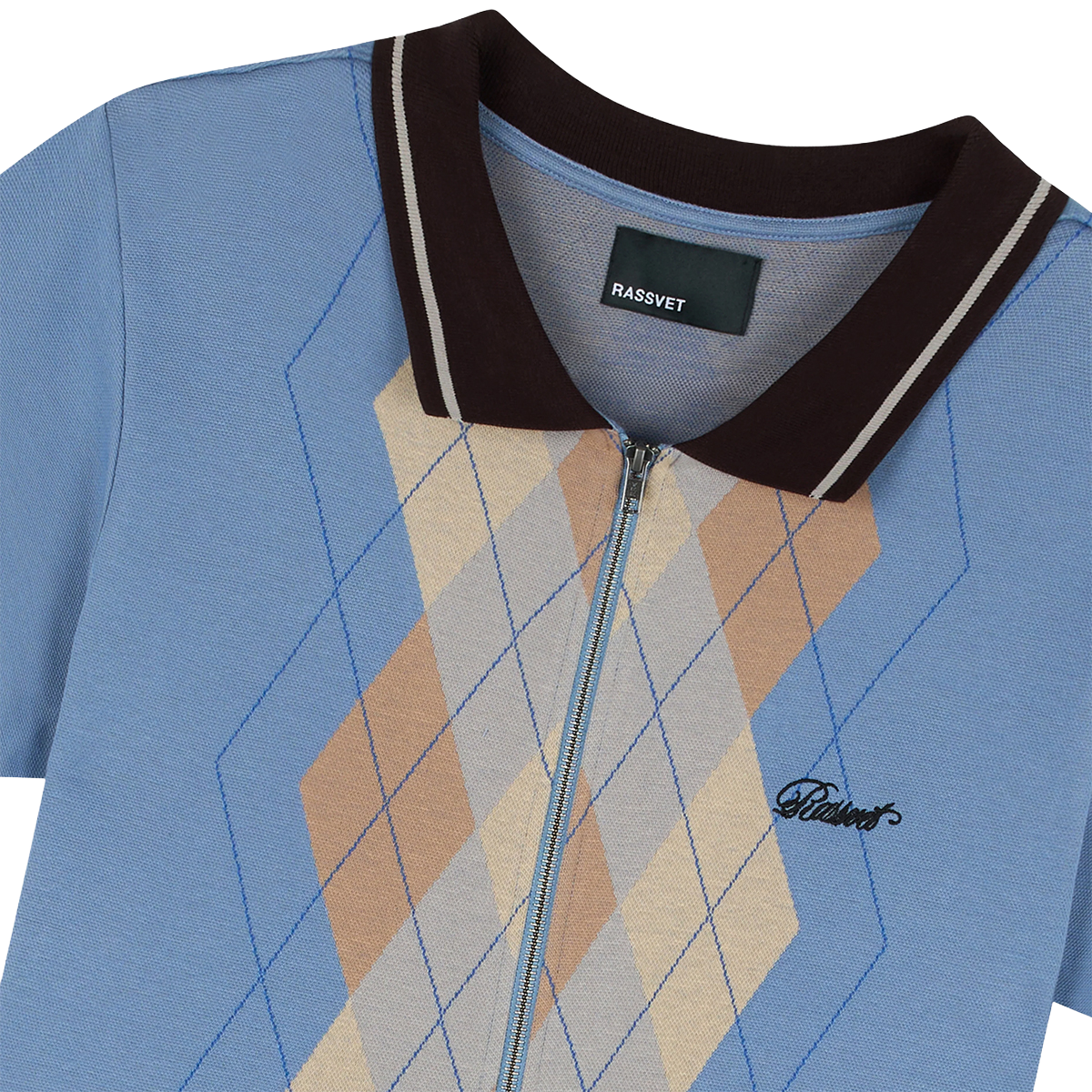 RASSVET - POLO M/C ARGYLE ZIP