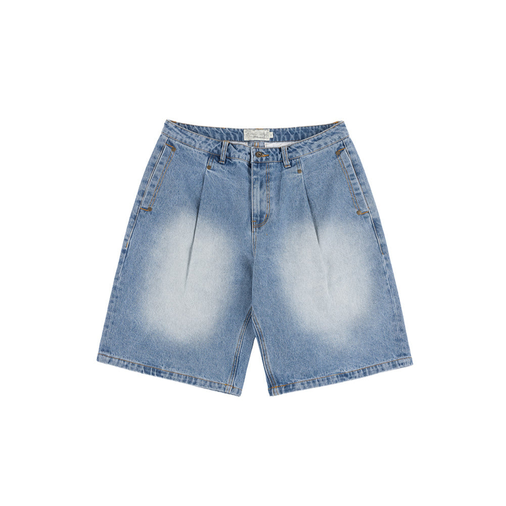DIME - PLEATED DENIM SHORTS