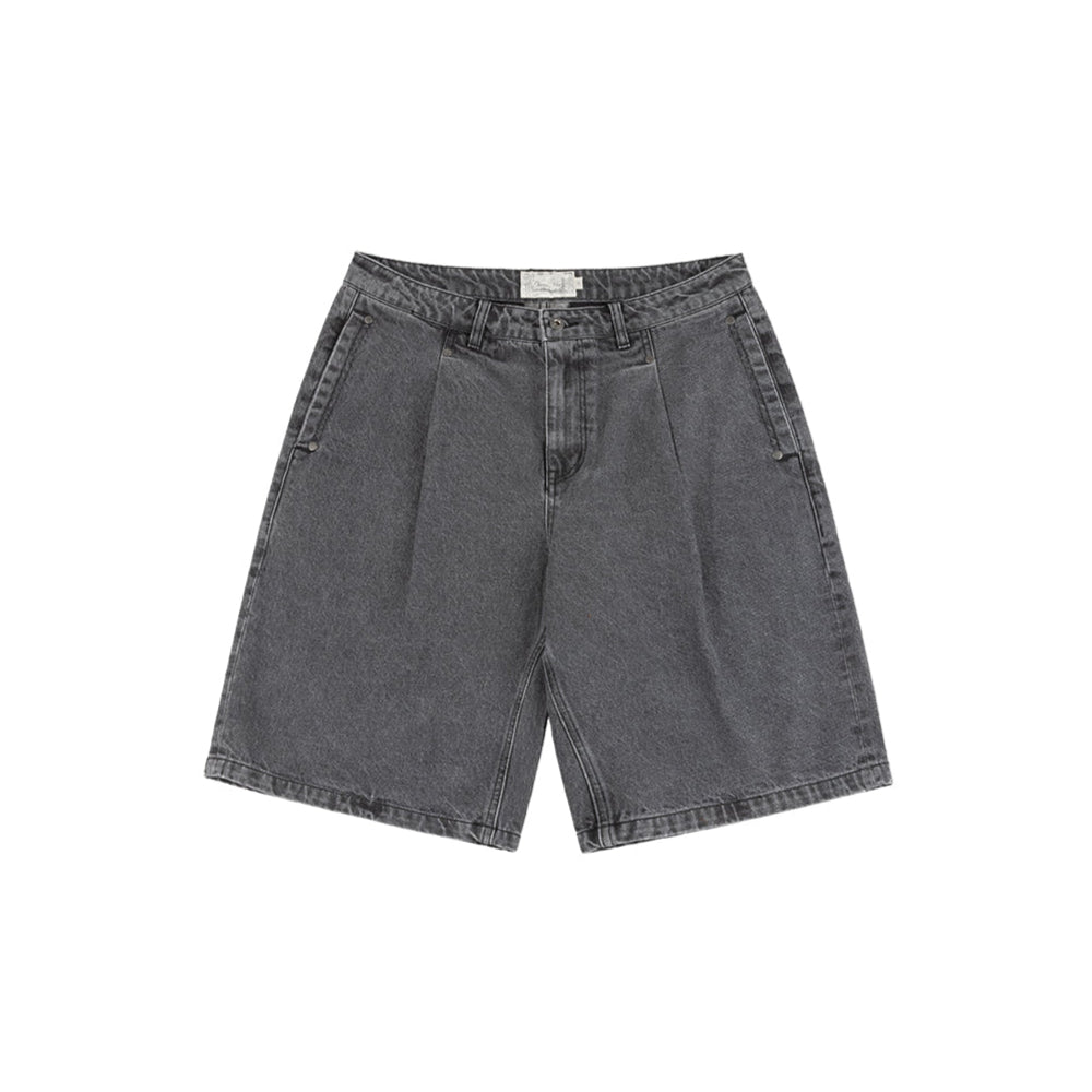 DIME - PLEATED DENIM SHORTS