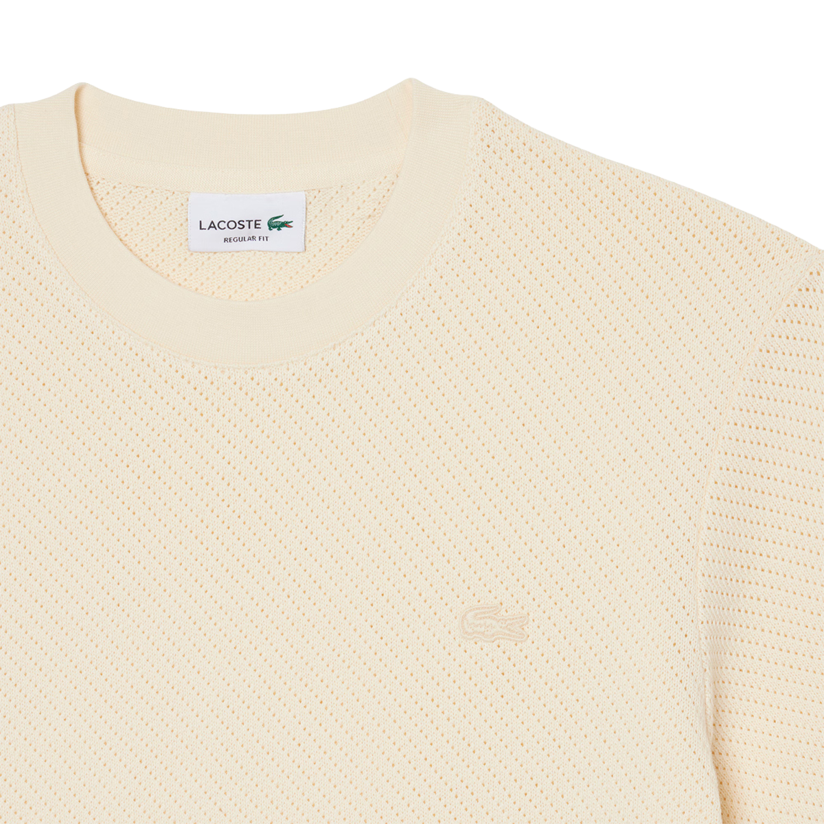 LACOSTE - CAMISETA M/C PUNO ENCAJE ALGODÓN